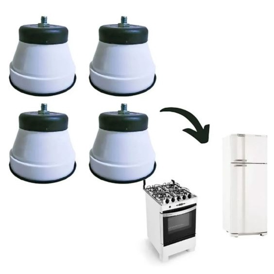 Pé de Fogão Geladeira Freezer Kit c/4 peças Com Rodinhas Universal