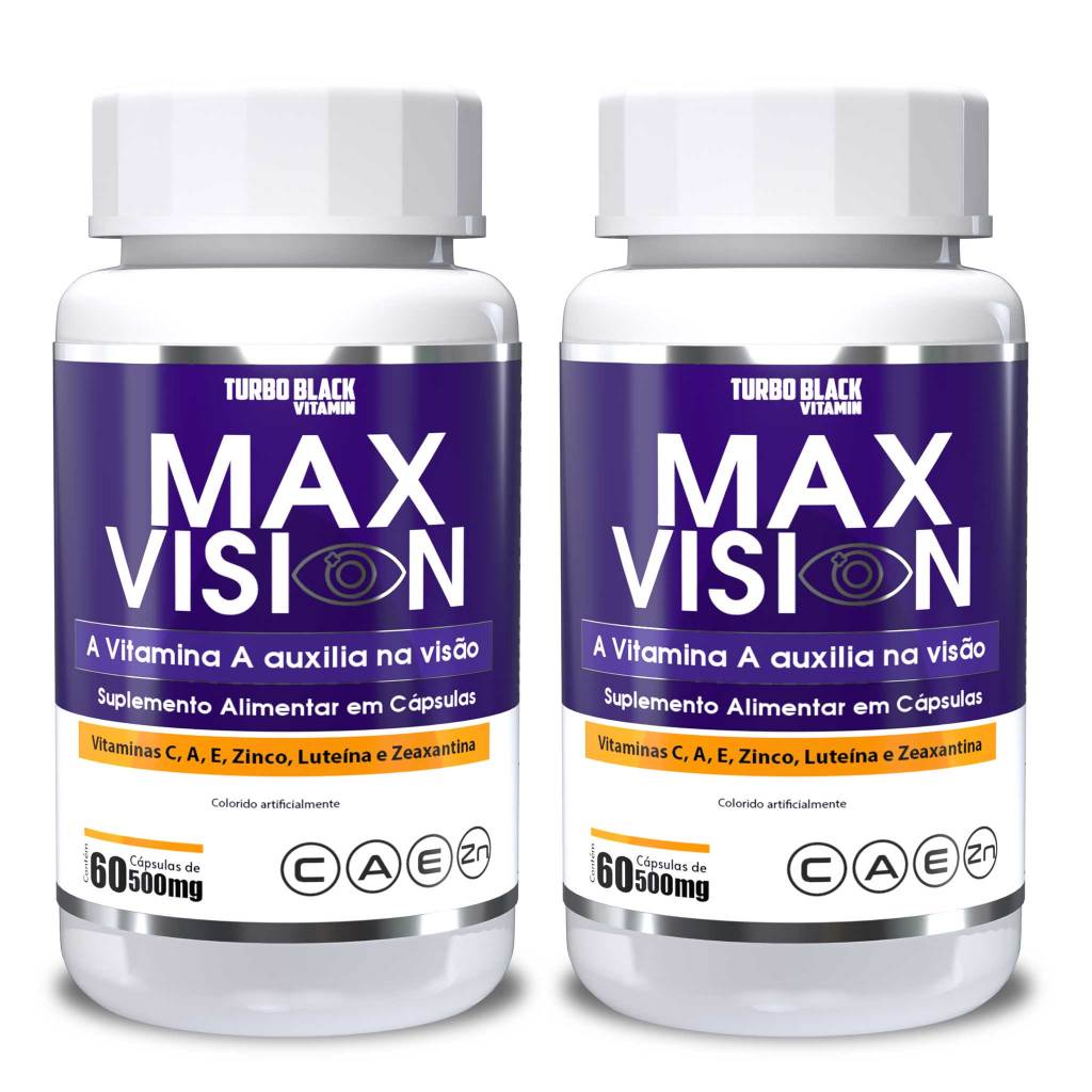 02 Max Vision Advance Turbo Black Total 120 cápsulas 500 mg Luteina Astaxantina e Zeaxantina