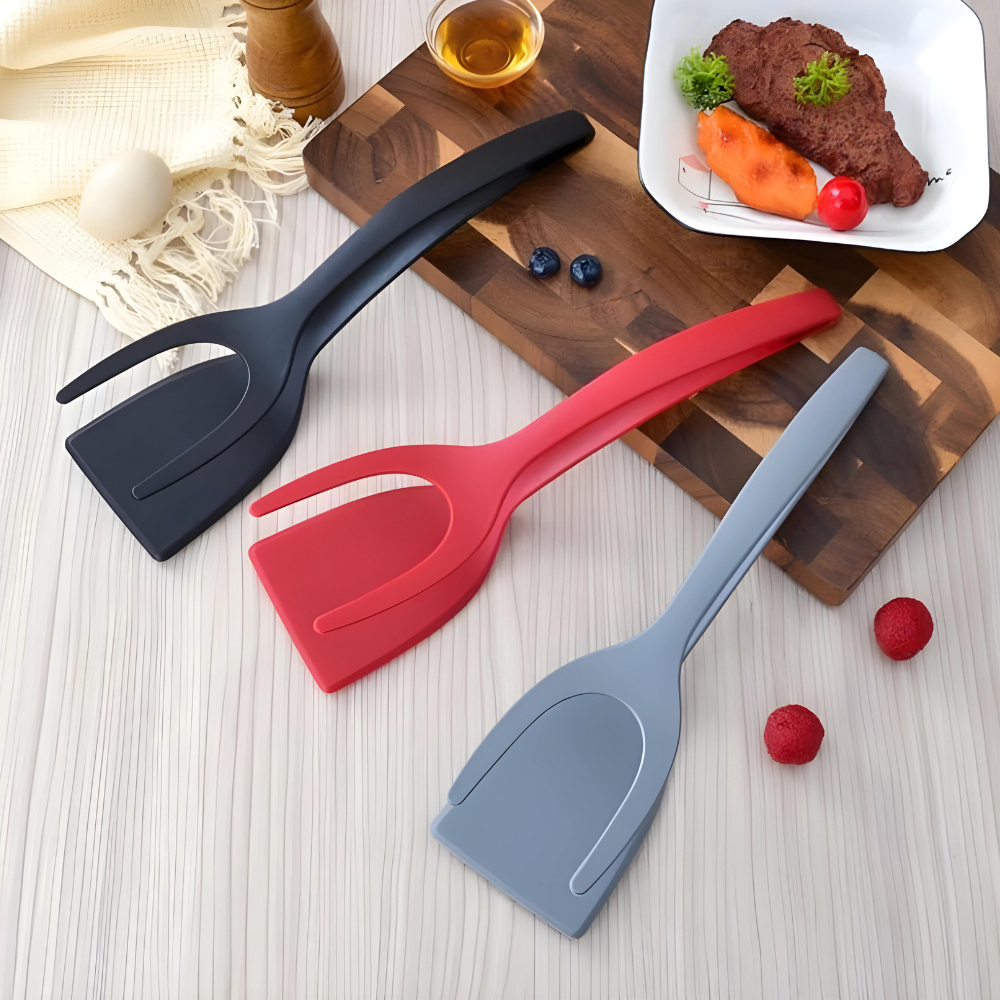 Kit ATÉ 3 Espatula De Nylon Multiuso Com Pegador Para Ovos Bife Panqueca Tapioca
