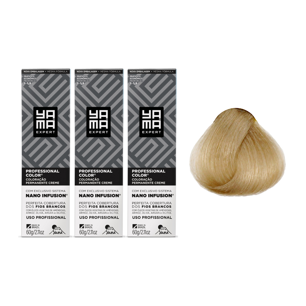 Kit C/3 Colorações Yama Prof Color Nano Infusion 9.13 Louro Muito Claro Acinz Dourado em Oferta na Shopee