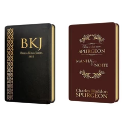 Kit Bíblia King James Fiel 1611 BKJ - Ultrafina Preta + Dia a Dia Com Spurgeon - Versão Luxo