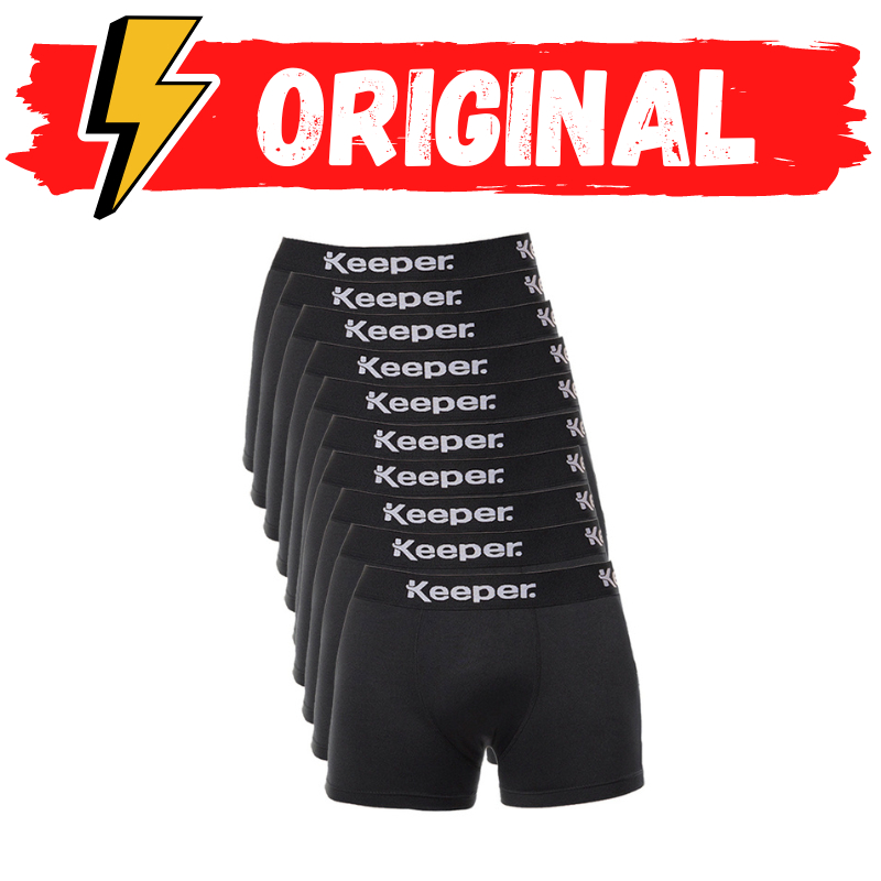 Kit 10 Cuecas Boxer Microfibra Masculina Keeper Básica Box Preta