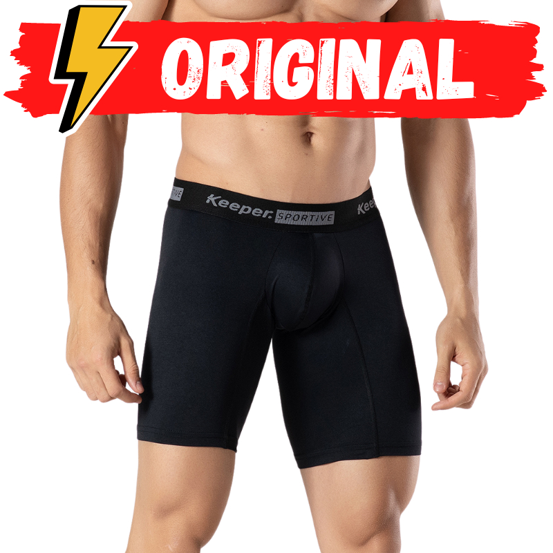 Kit 3 Cueca Boxer Long Leg Bermuda Microfibra Preta Anti Assadura Keeper