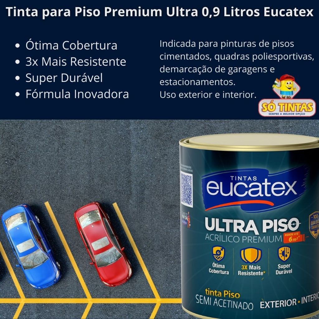 Tinta Ultra Piso Eucatex Premium 900ml, Muito Mais Resistente, Acetinada Diversas Cores Piso Lavável · foto 2