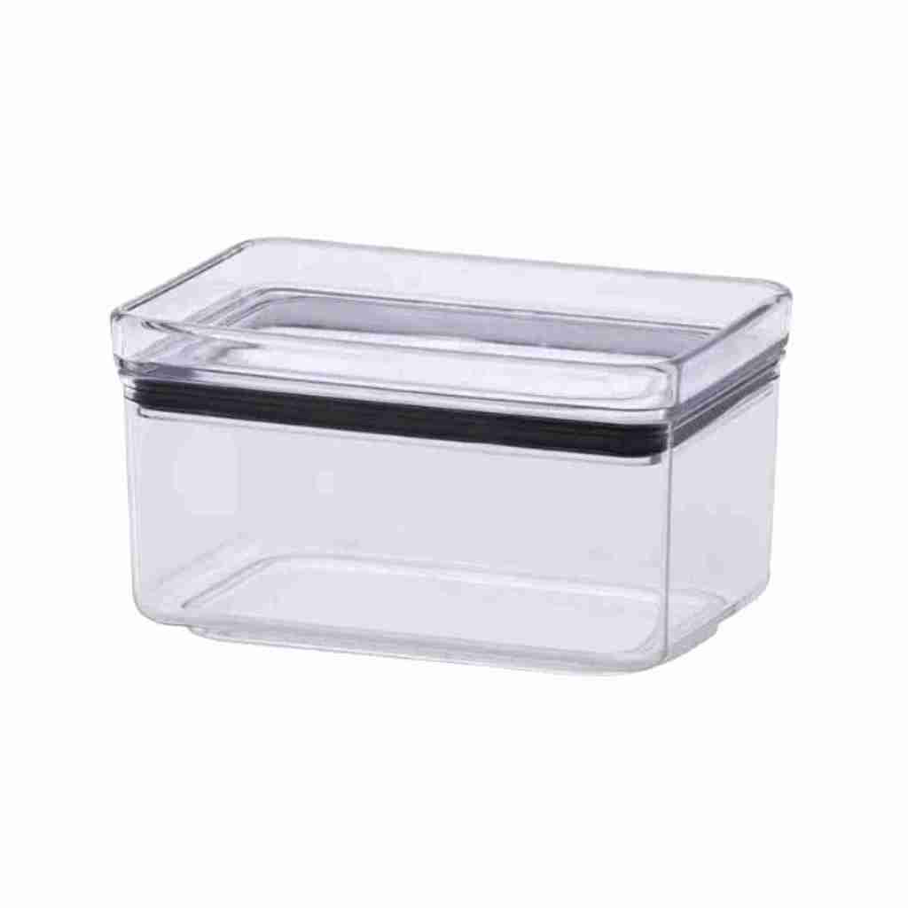 Pote Hermético Retangular 580mL Acrílico Transparente Empilhável Porta Mantimento Com Tampa Excelente Vedação Porta Frios Acrílico