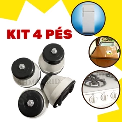 Kit 4 Pés Fogão Geladeira Freezer Com Rodinhas Universal Suporte Cozinha