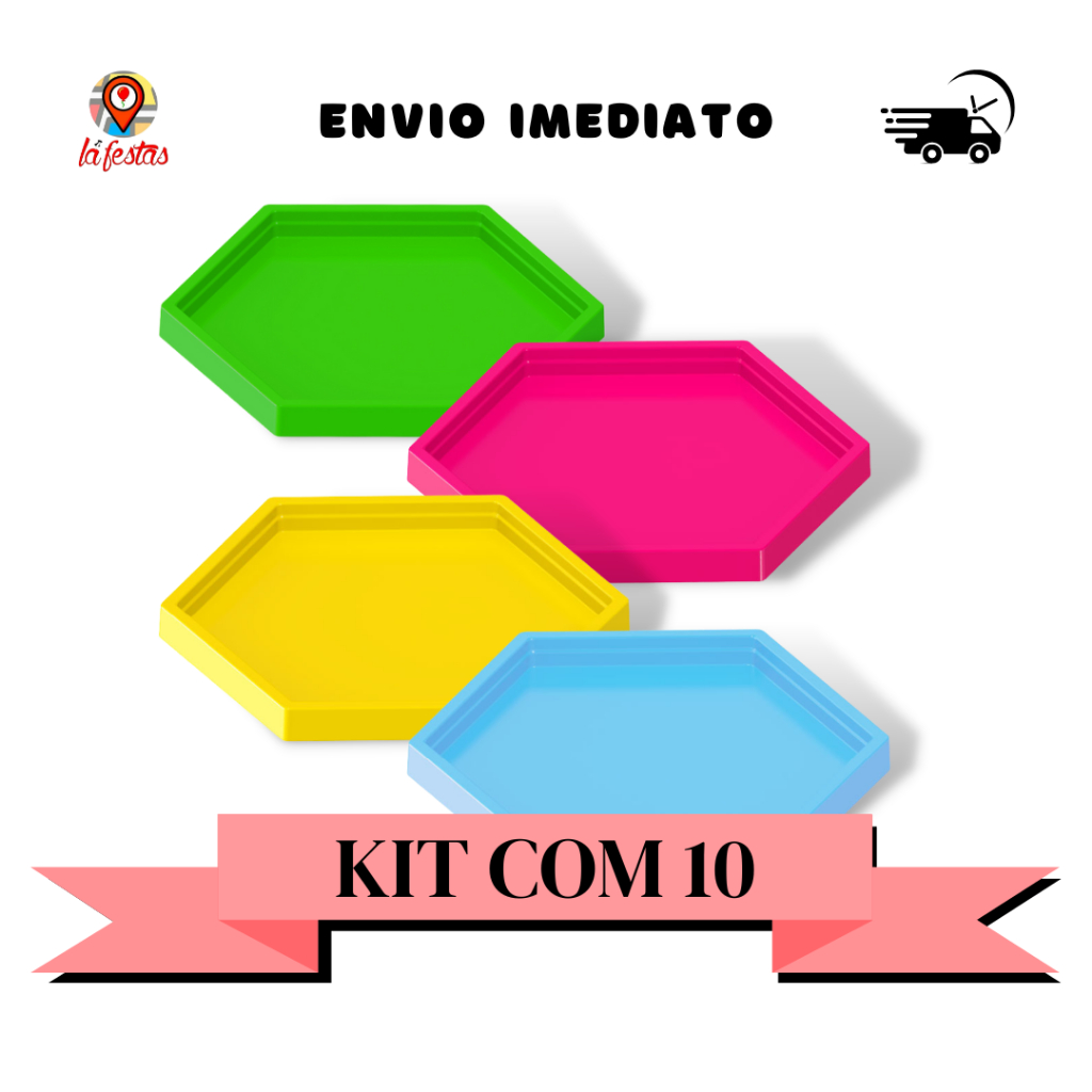 Kit com 10 Bandejas Decorativa Sextavada 22x22cm em Oferta na Shopee
