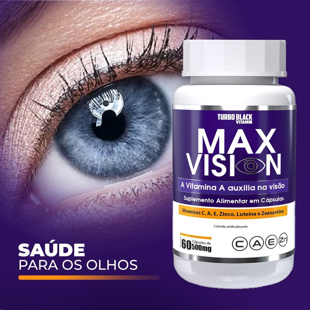 Melhor Max Vision Turbo Black Luteína Zeaxantina e Astaxantina Saúde da Visão 60 Cápulas