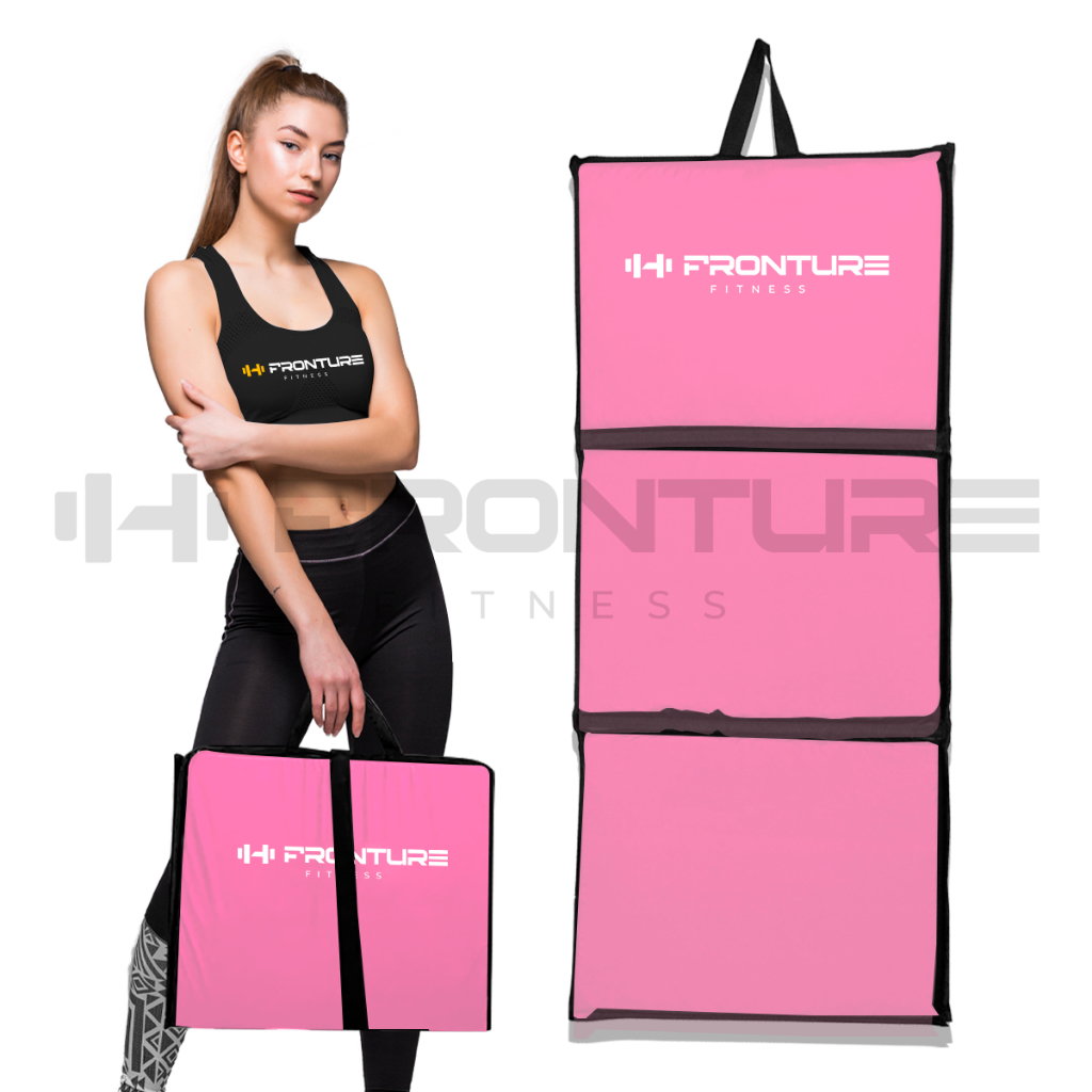Colchonete Dobrável Academia Abdominal Yoga Maleta Pilates Ginástica Fitness Abdominal ROSA Feminino