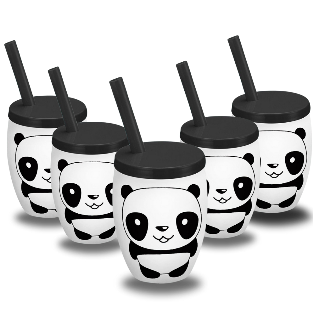 Copo Panda Com Canudo Festa 300 ml Injetemp