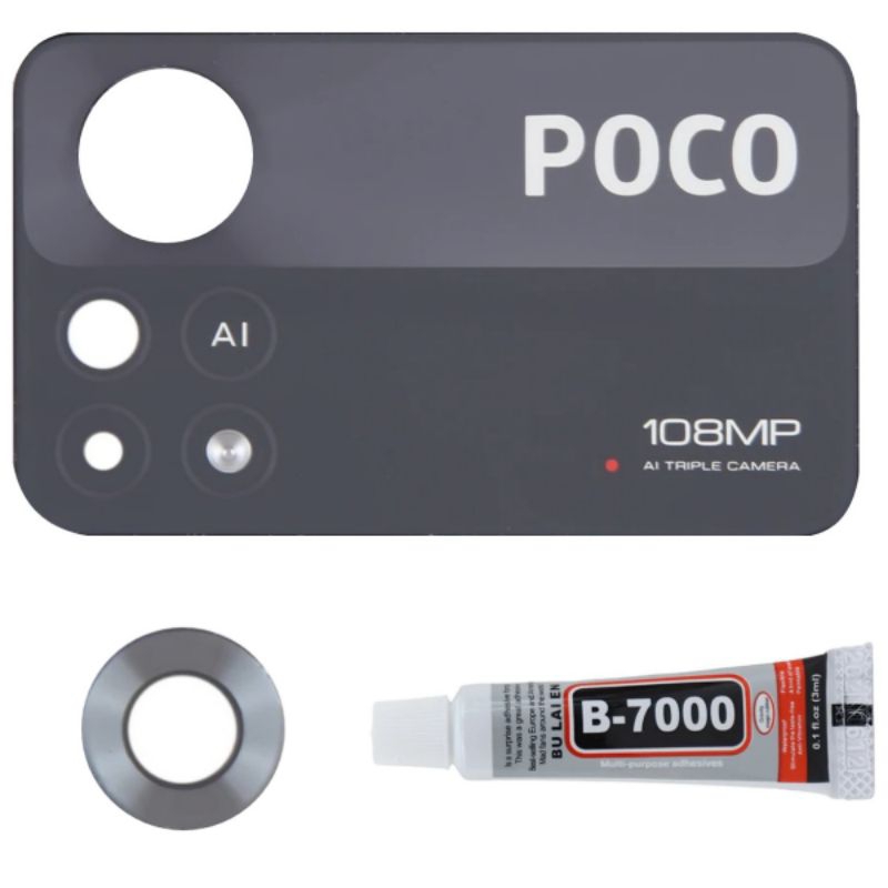 Lente Vidro da Câmera Xioami Poco x4 Pro 5g lente traseira na cor cinza 2 unidades + Cola b7000 3ml em Oferta na Shopee