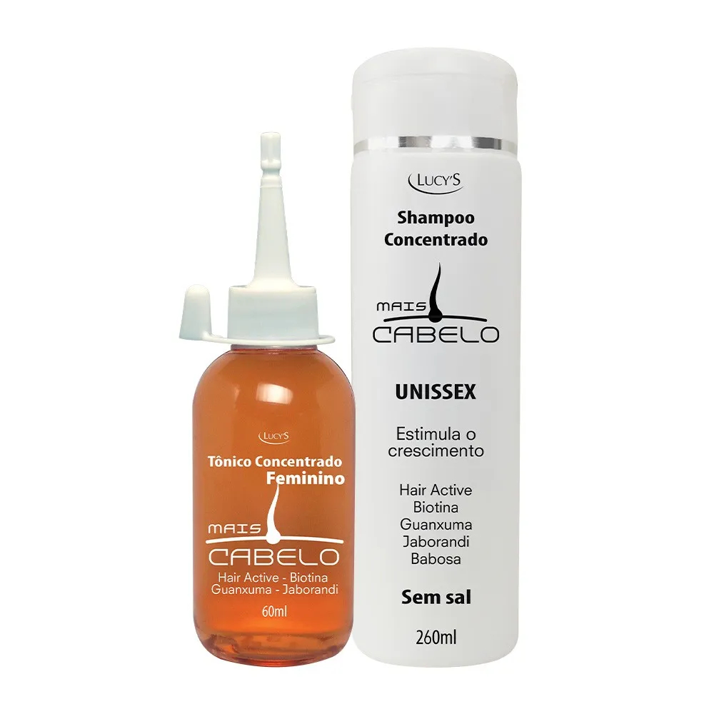 Kit Shampoo Concentrado Sem Sal + Tônico Mais Cabelo Com Guanxuma e Biotina Crescimento e Antiqueda