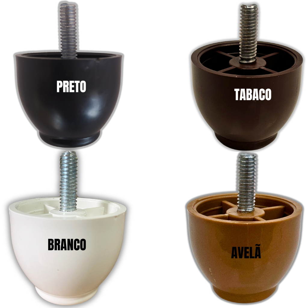 Kit 6 Pés Para Cama Box Solteiro E Queen Pé Para Moveis 4cm