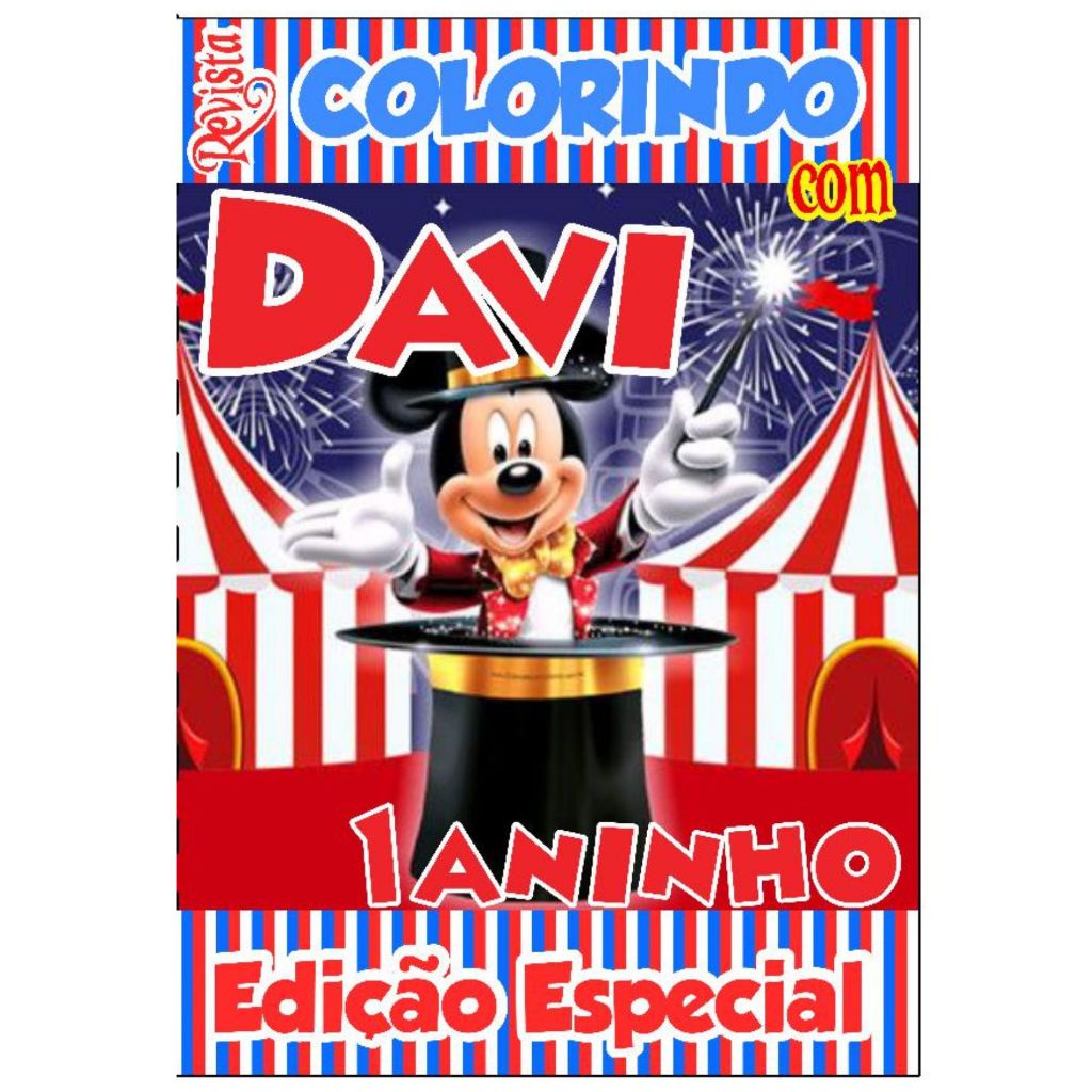 Livro De Colorir Personalizado / Revistinha de Colorir - Mickey Circo