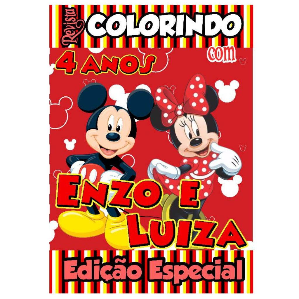 Livro De Colorir Personalizado / Revistinha de Colorir - Mickey e Minnie