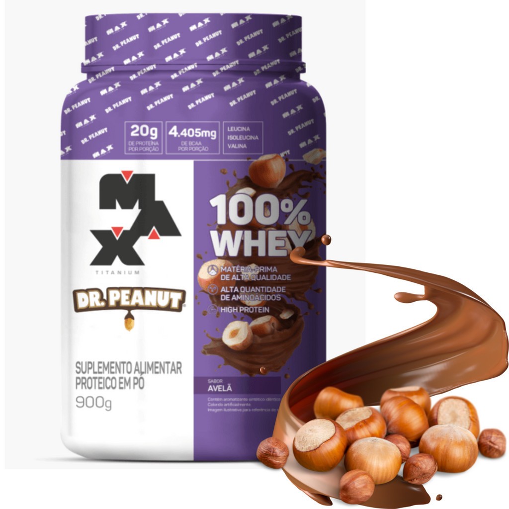 Whey Max Titanium Dr Peanut gourmet 100% concentrado 900g