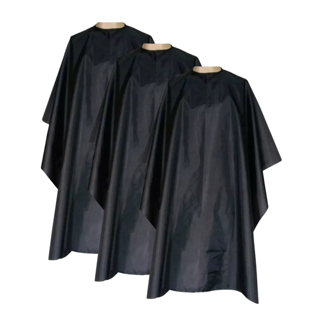 Kit 3 Capas De Corte Barbeiro Adulto preta lisa cabeleleiros barbearia capa fecho em zíper profissional cabelos