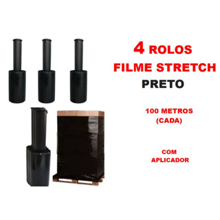 4 Rolos Filme Stretch PRETO C/ Cabo Adaptador (10cm) 100 Metros (cada) em Oferta na Shopee