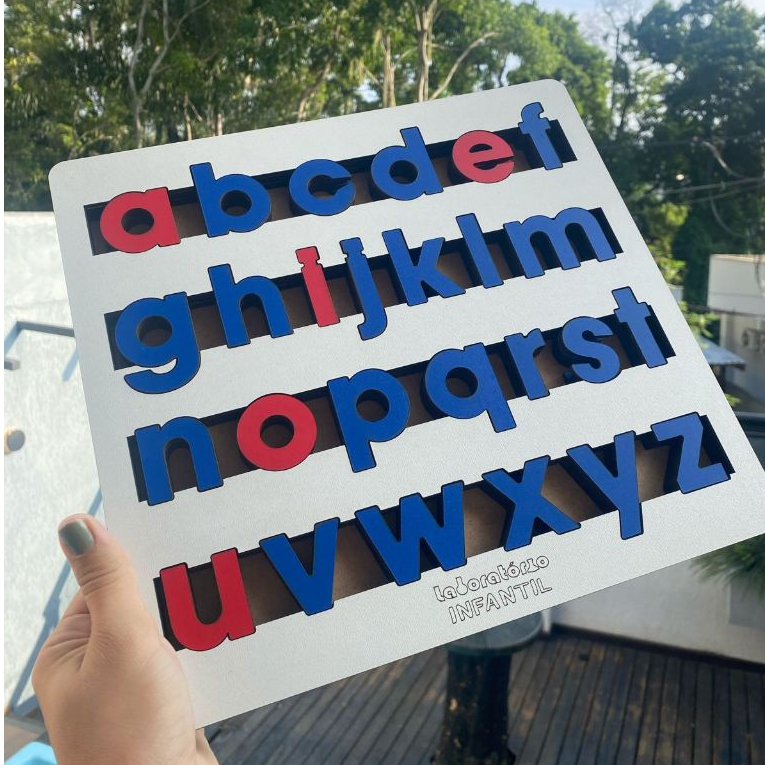 Alfabeto Móvel Montessori Colorido de Madeira Quebra Cabeça