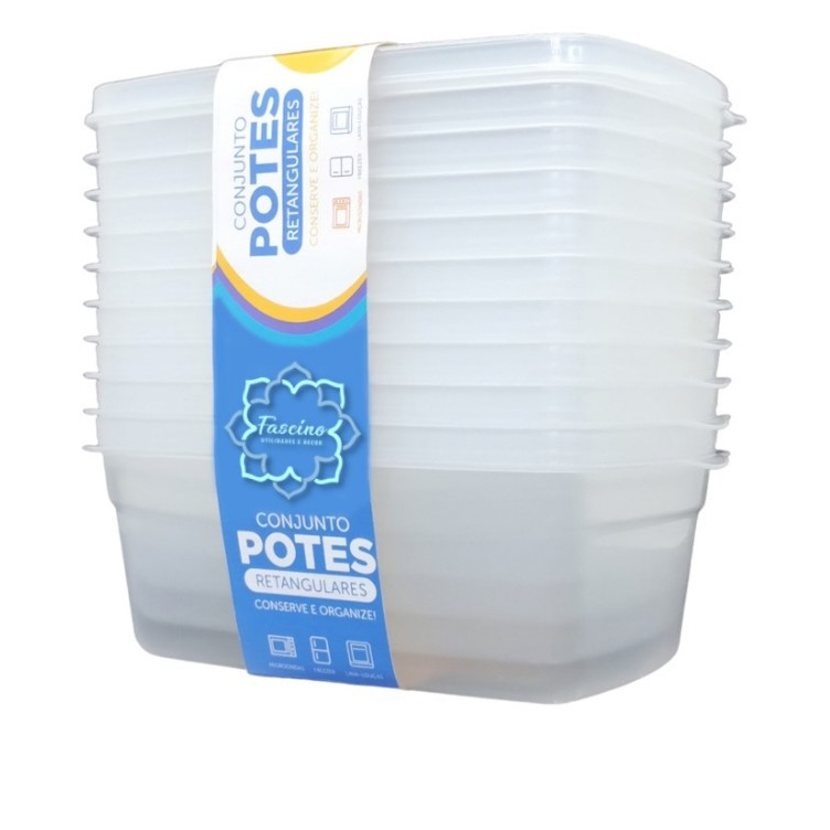 Kit 10 Potes 1400 ML Transparentes Freezer e Microondas Bpa Free Marmita Organizador