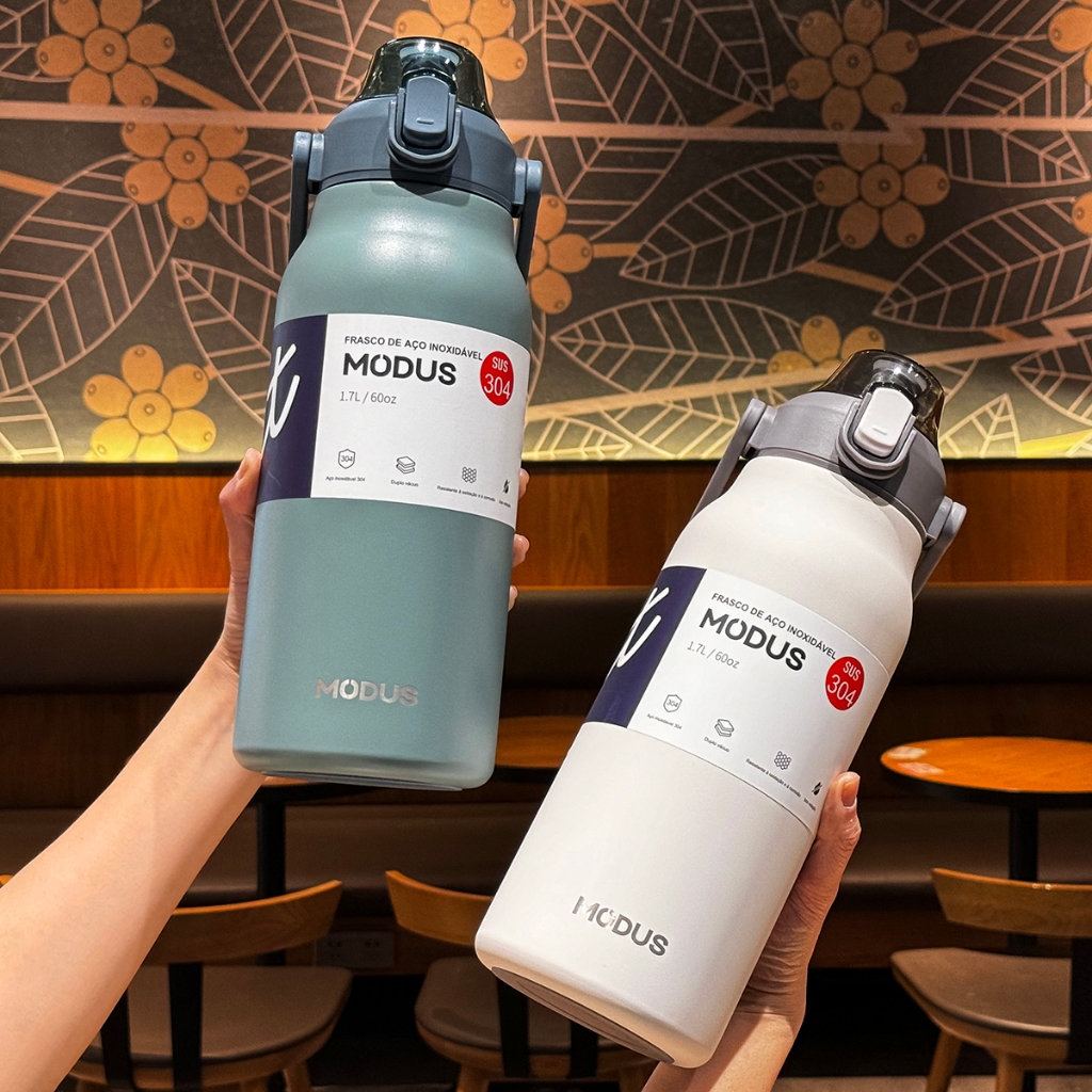 Detalhes do MODUS Garrafa Térmica Isolada a Vácuo De Inox 1700ML Grande Capacidade