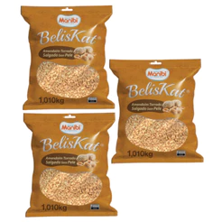 Kit 03x Amendoim Torrado Salgado Sem Pele C/ Sal Beliskat - 1Kg