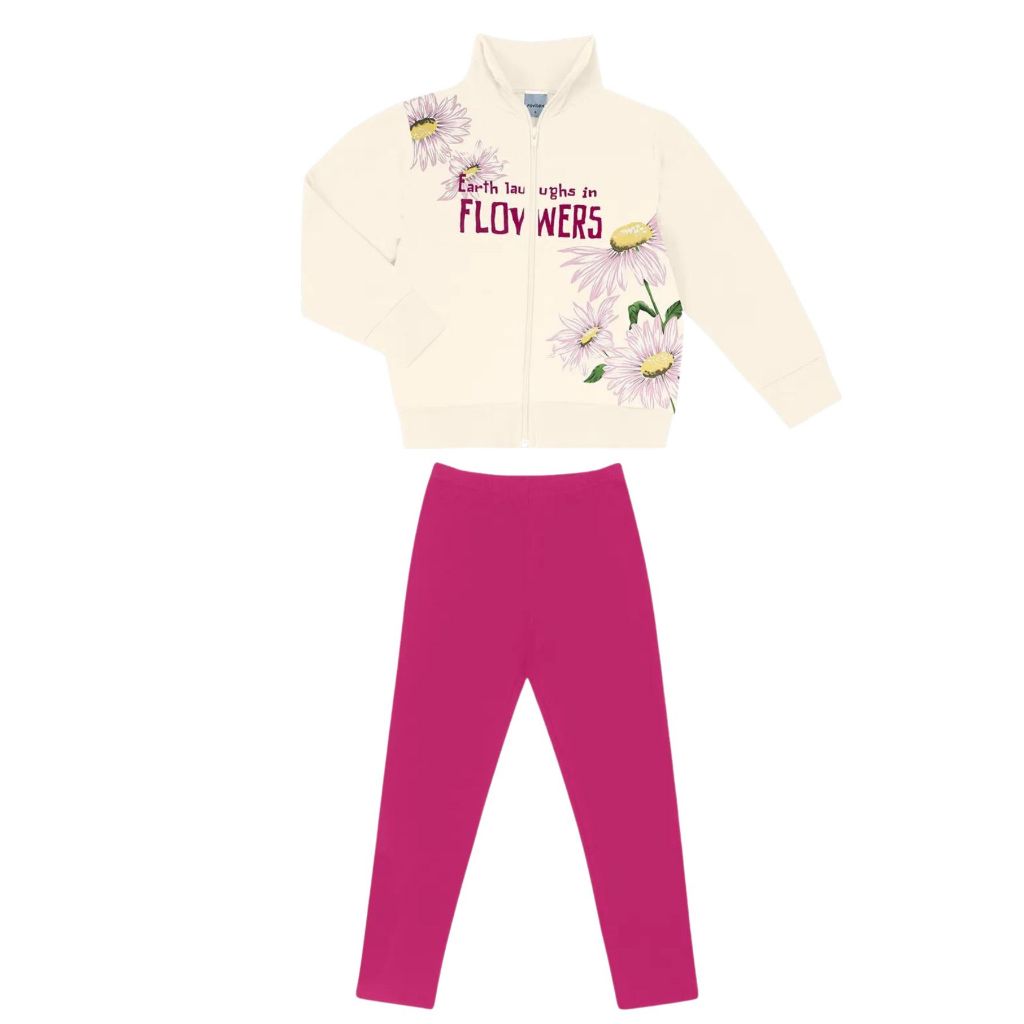 Conjunto de Moletom Infantil Menina 4 ao 10 anos Conjunto Meia Estação Infantil Casaco e Calça Legging