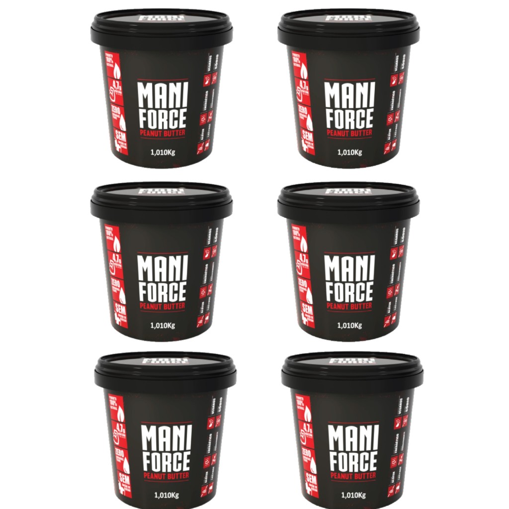 Kit 06x Maniforce Pasta De Amendoim Cremosa 100% Amendoim - 1,010Kg em Oferta na Shopee