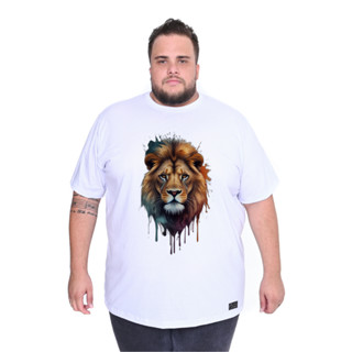 Camiseta masculina plus size leão qualidade algodão G1 ao G11 em Oferta na Shopee