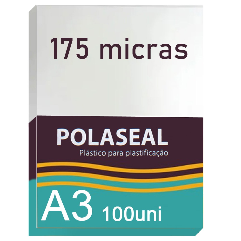 Polaseal A3 175 micras 0,07mm Plástico para Plastificação Pouch Film Documentos Proteção Escritório