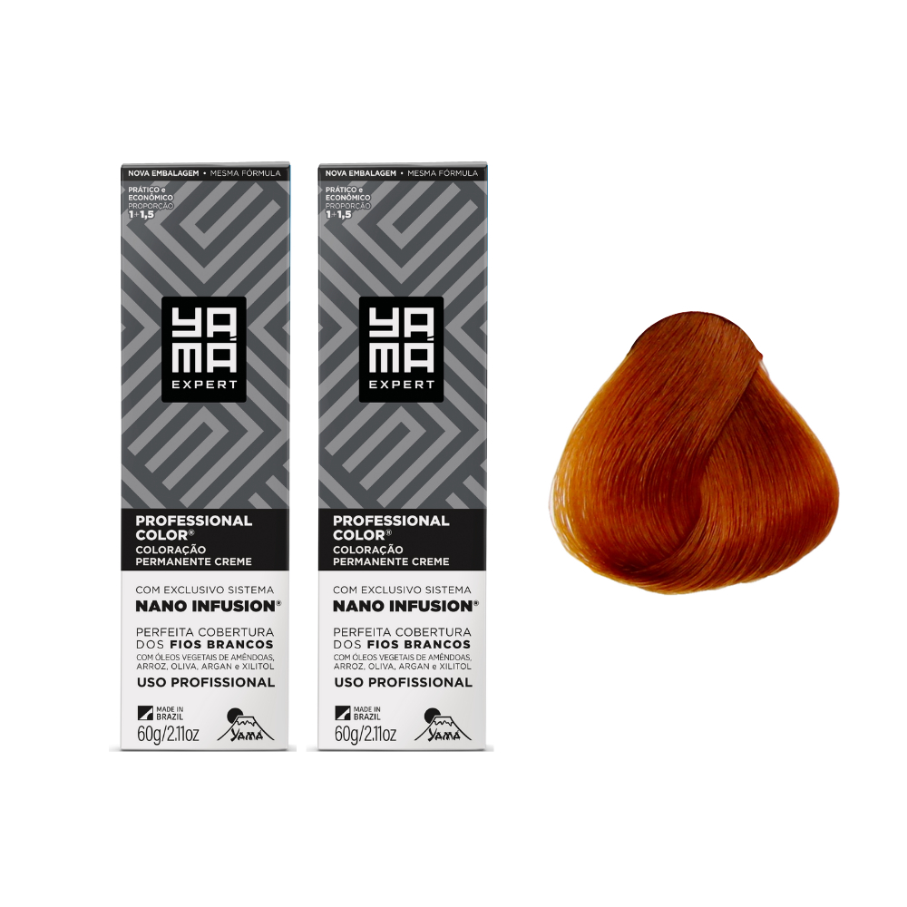 Kit C/2 Coloração Nano 7.4 Louro Médio Acobreado Yamá em Oferta na Shopee