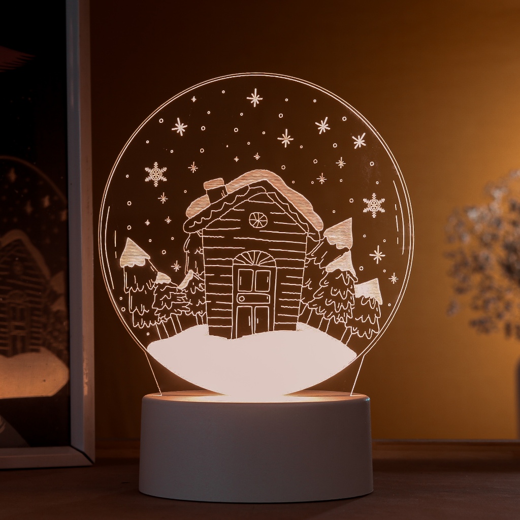 Luminária LED 3D de Mesa / Luz Noturna Presente Criativo / Decoração - globo de neve, natal, casa na neve