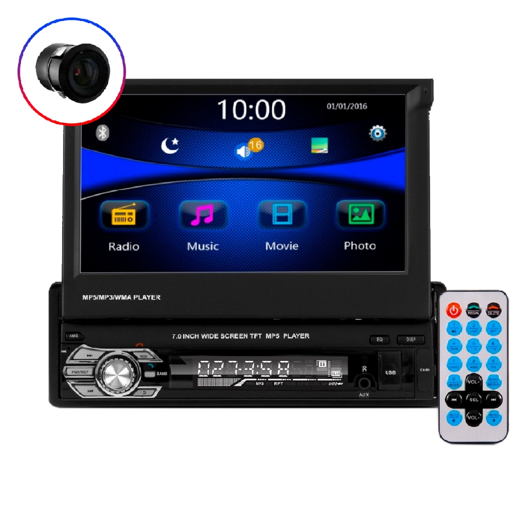 Central Multimídia Mp5 Retrátil Tela 7 Polegadas Com Câmera de Ré de Brinde em Oferta na Shopee