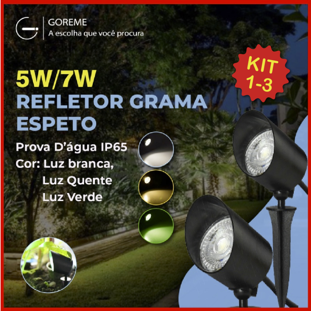 Luminária Espeto Jardim LED 5W | Luz de Gramado | À Prova D'àgua Avançada | Luz Branco Frio 6500K (Branco) | Branco Quente 3500K (Amarela) | Verde em Oferta na Shopee