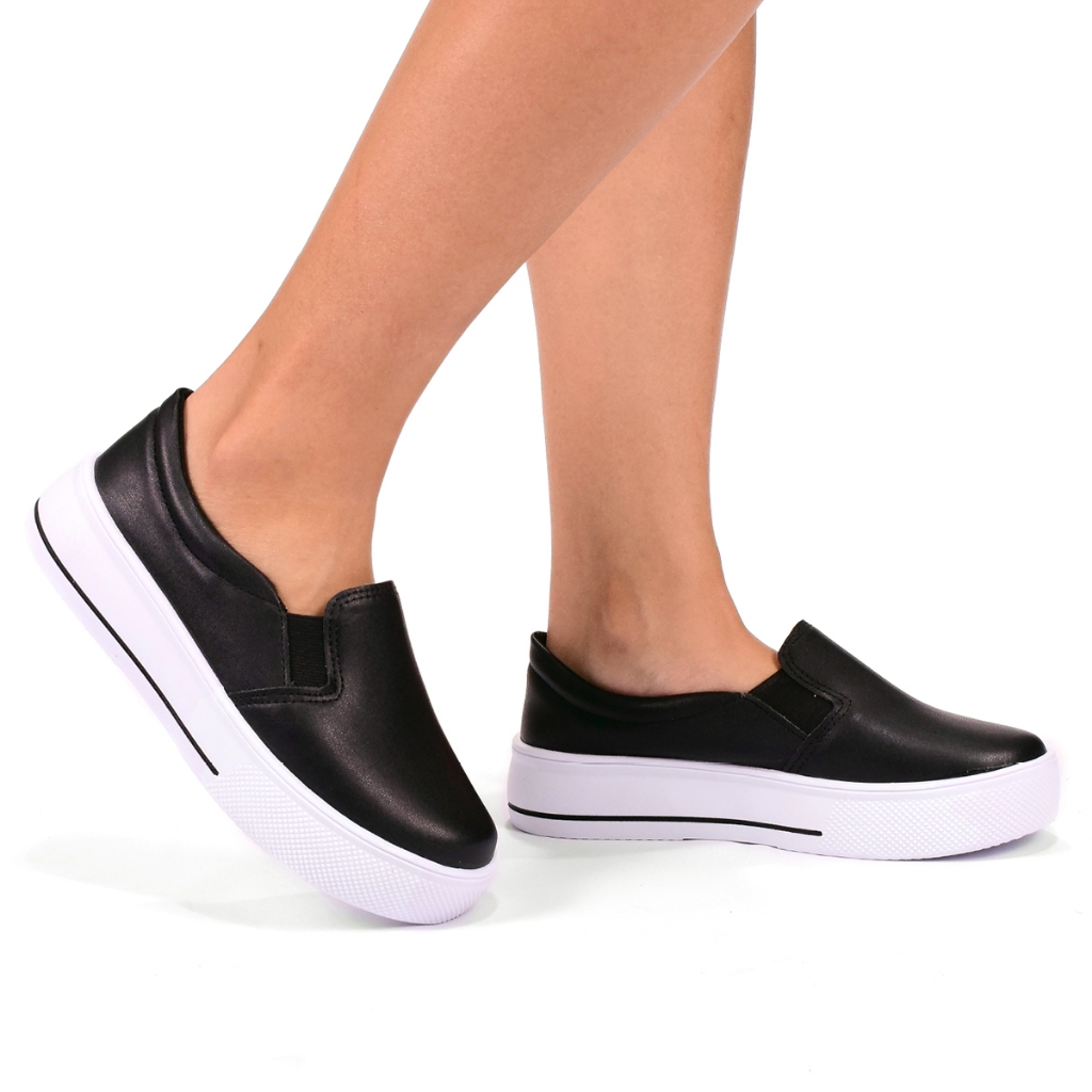 Tênis Feminino Slip On Casual Forrado Elástico Calce Fácil em Oferta na Shopee