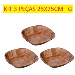 Kit 3 Travessa Bandeja Centro De Mesa Gamela Quadrado Bambu Fruteira Travessa Tigela Universal Multiuso em Oferta na Shopee