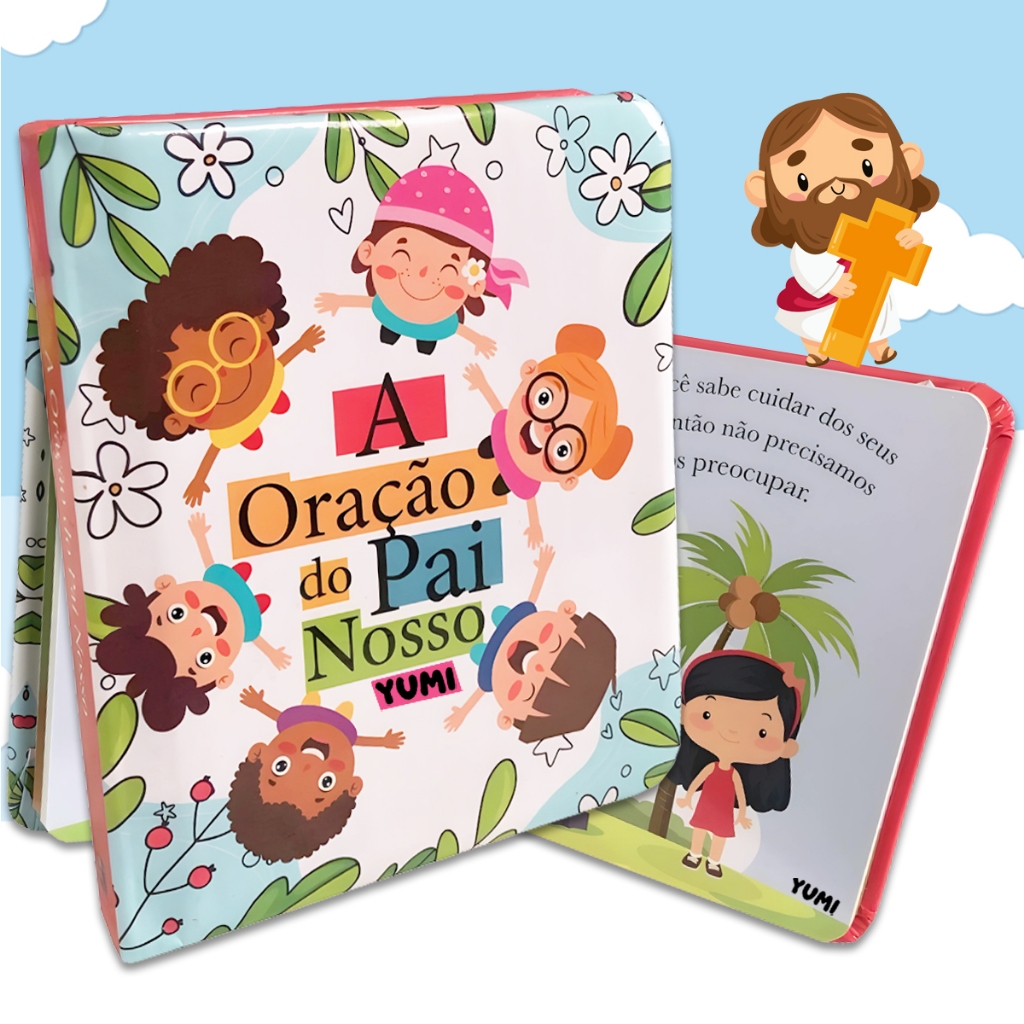 Livro Infantil A Oração Do Pai Nosso Capa Almofadada Histórias Bíblicas Folhas Duras Premium em Oferta na Shopee