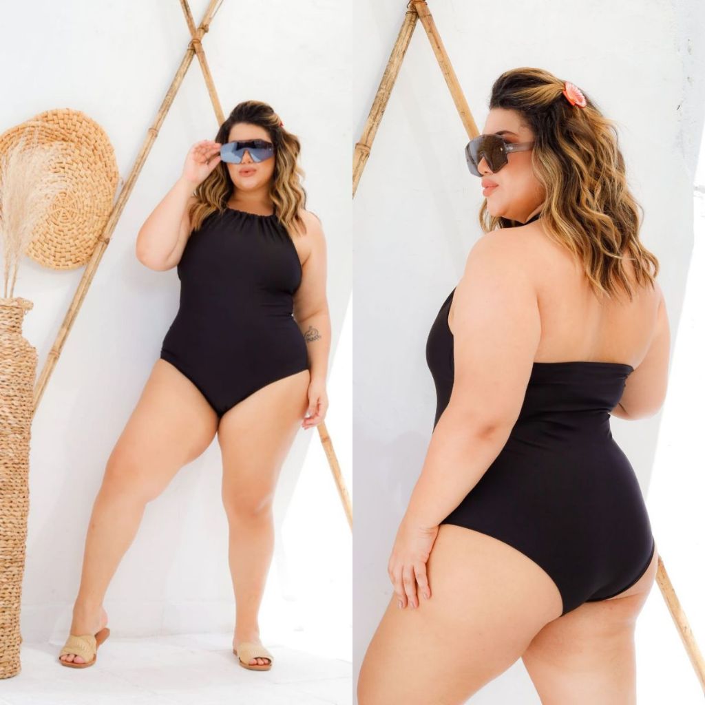 Body Bori Maiô com Bojo Frente Única Plus Size Feminino