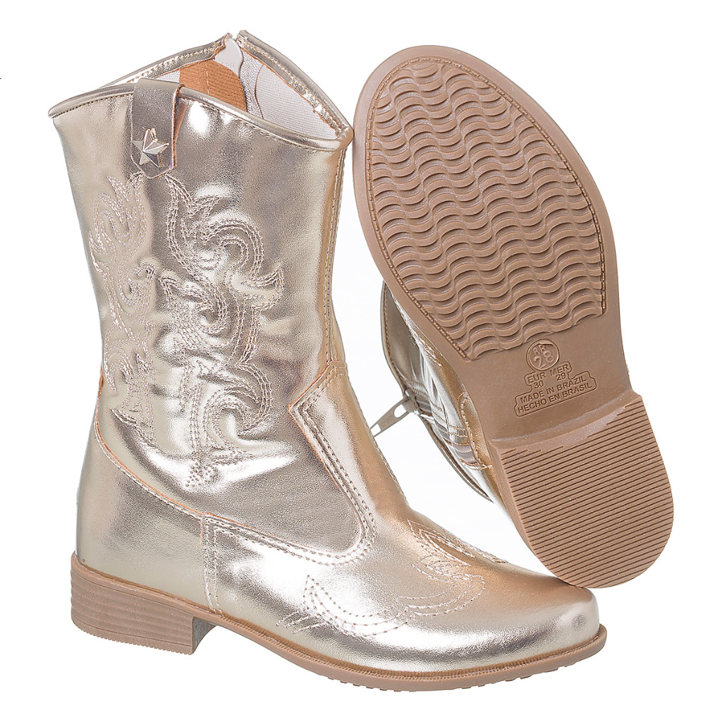 Bota Botina Infantil Texana Feminina Metalizadas Fashion Menina Brilho Promoção Original I...