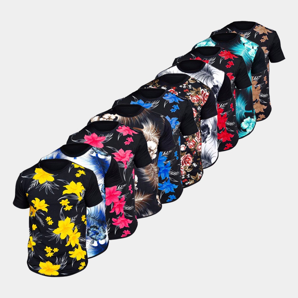Kit 10 Camiseta Long Line Masculina Camisa Longline Oversized Swag Estilo Floral Qualidade Lote Revenda em Oferta na Shopee