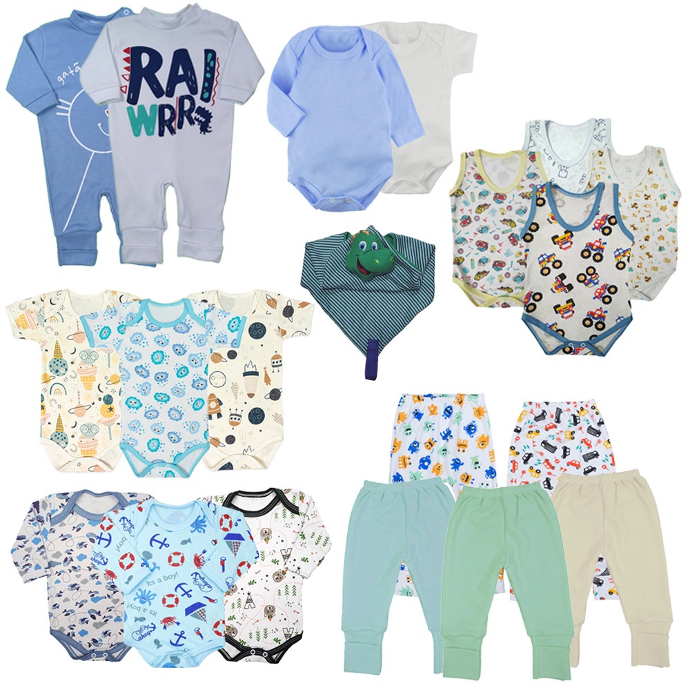 Kit 20 Pças Roupa Bebê Enxoval Essencial Maternidade Algodão