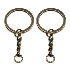 argola achatada italiana para chaveiro - ouro velho - 25mm 50 peças