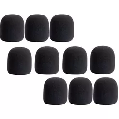 Kit 10 Espumas Protetora Universal Para Microfone - Condensador Pop - Modelo SM58 - Com e Sem Fio - PRETAS