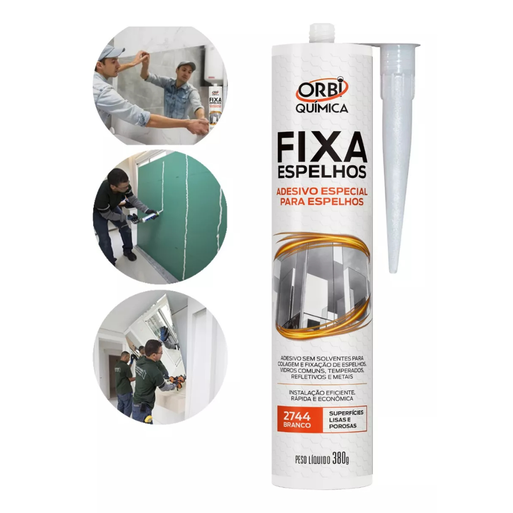 Fixa Espelho  Para Todos Tipos De Vidro 380g Orbi em Oferta na Shopee