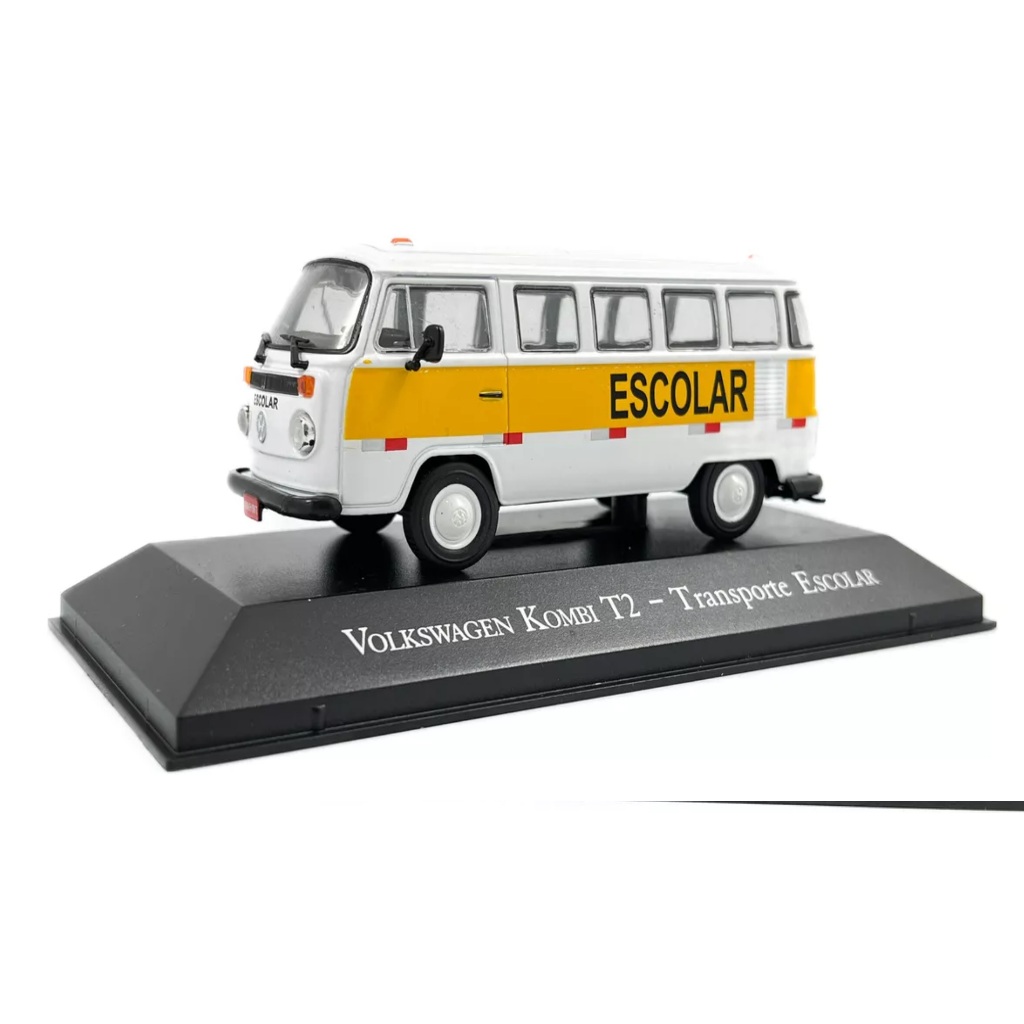 MINIATURA - ESCALA 1:43 - VEÍCULOS DE SERVIÇO DO BRASIL - VOLKSWAGEN KOMBI T2 TRANSPORTE ESCOLAR