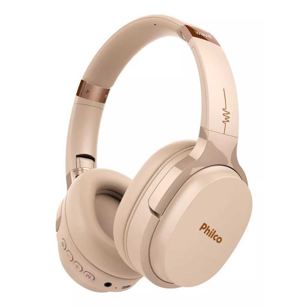 Fone De Ouvido Bluetooth Sem Fio Wave Pfo01btg Bege Philco Cor bege