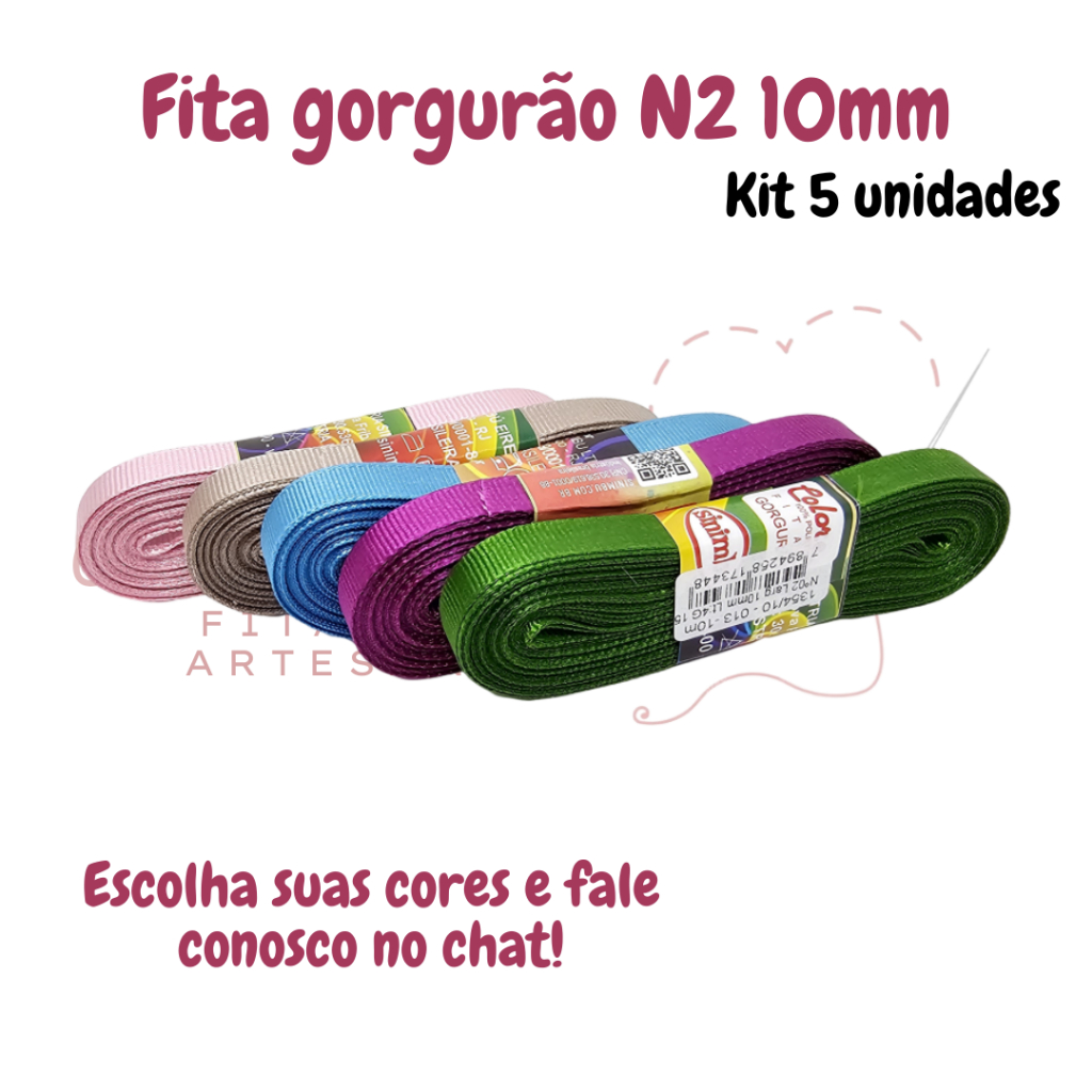 Kit Fita Gorgurão N2(10mm) 5 peças de 10 metros totalizando 50 metros - Ref: 1354/10 em Oferta na Shopee