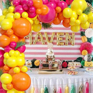 Balão de aniversário kit com 128 balões-Rosa Maravilha + Amarelo + Laranja para decoração de Festas. em Oferta na Shopee