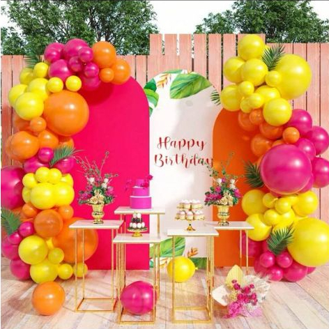 Balão de aniversário kit com 128 balões-Rosa Maravilha + Amarelo + Laranja para decoração de Festas. em Oferta na Shopee