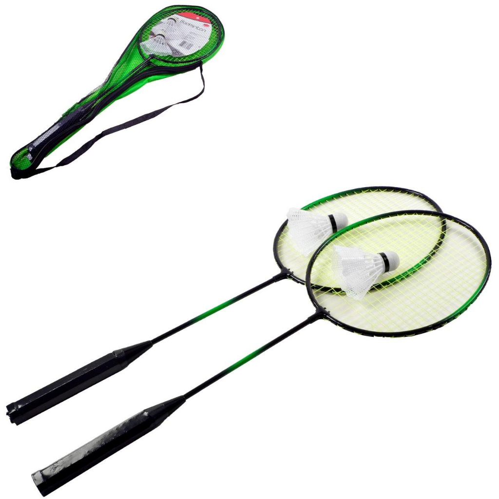 Kit Badminton Frescobol 2 Raquetes e Peteca 1 Bolsa 5pcs Atividade Esporte